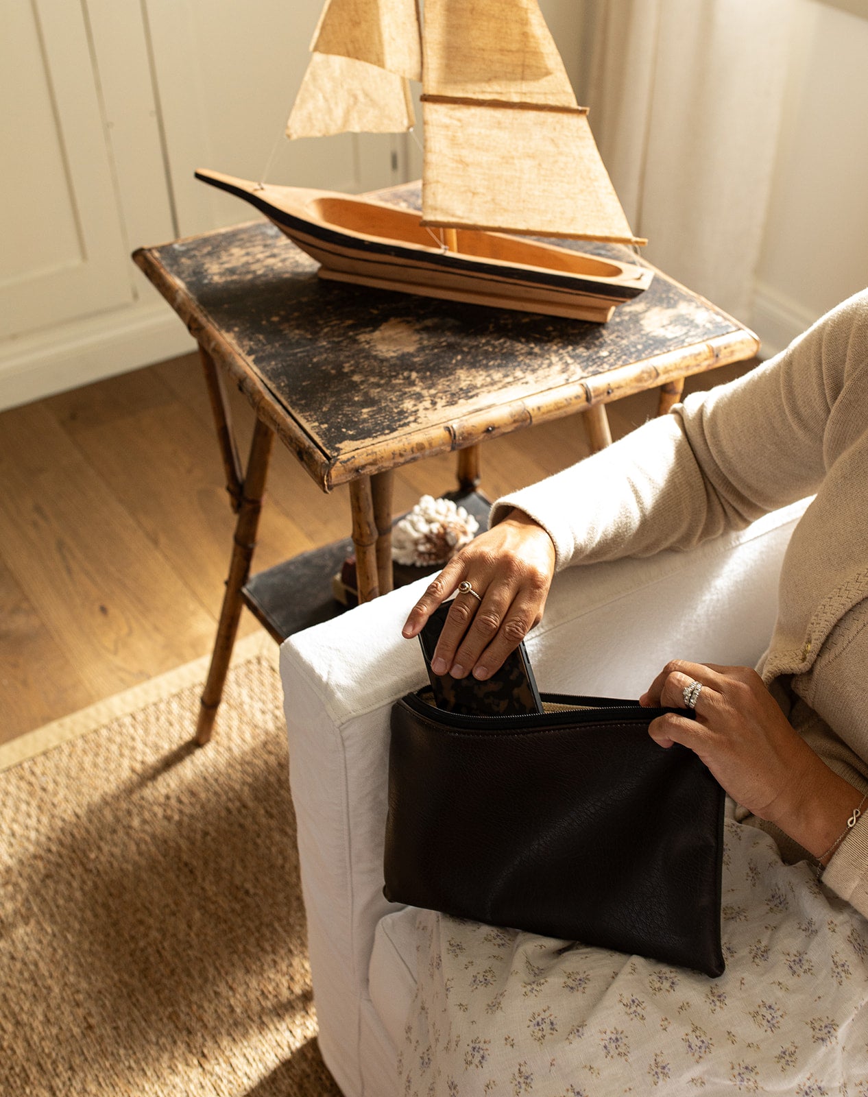 The Leather and Canvas Clutch