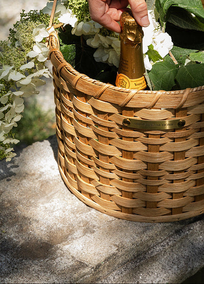 The Round Carrying Basket with Wooden Handles