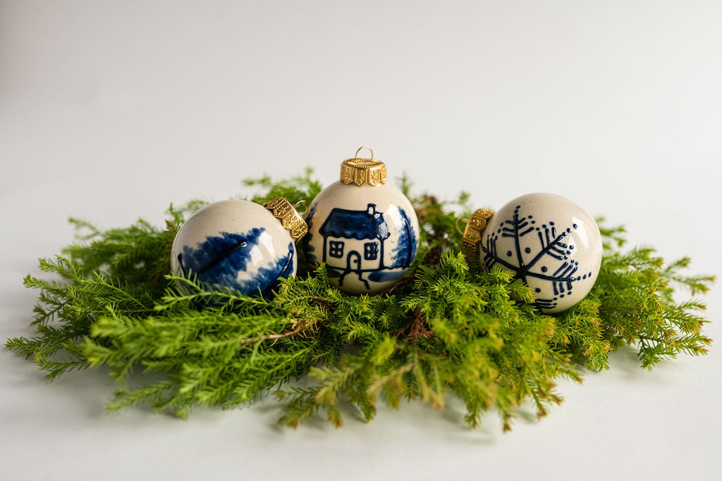 The Hand-Painted Pottery Ornament Set