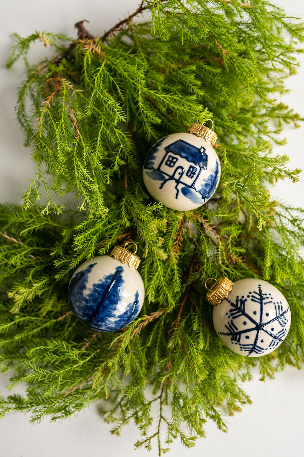 The Hand-Painted Ceramic Ornament Set of 3