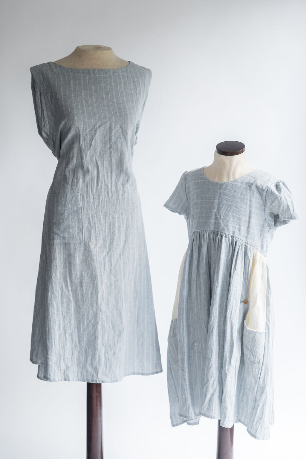 The Adult Linen Dress on a Mannequin