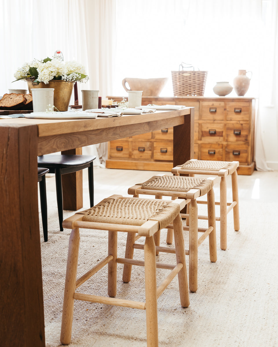 Danish cord stool made with quilted maple legs and cherry stretchers/seat  rails : r/woodworking