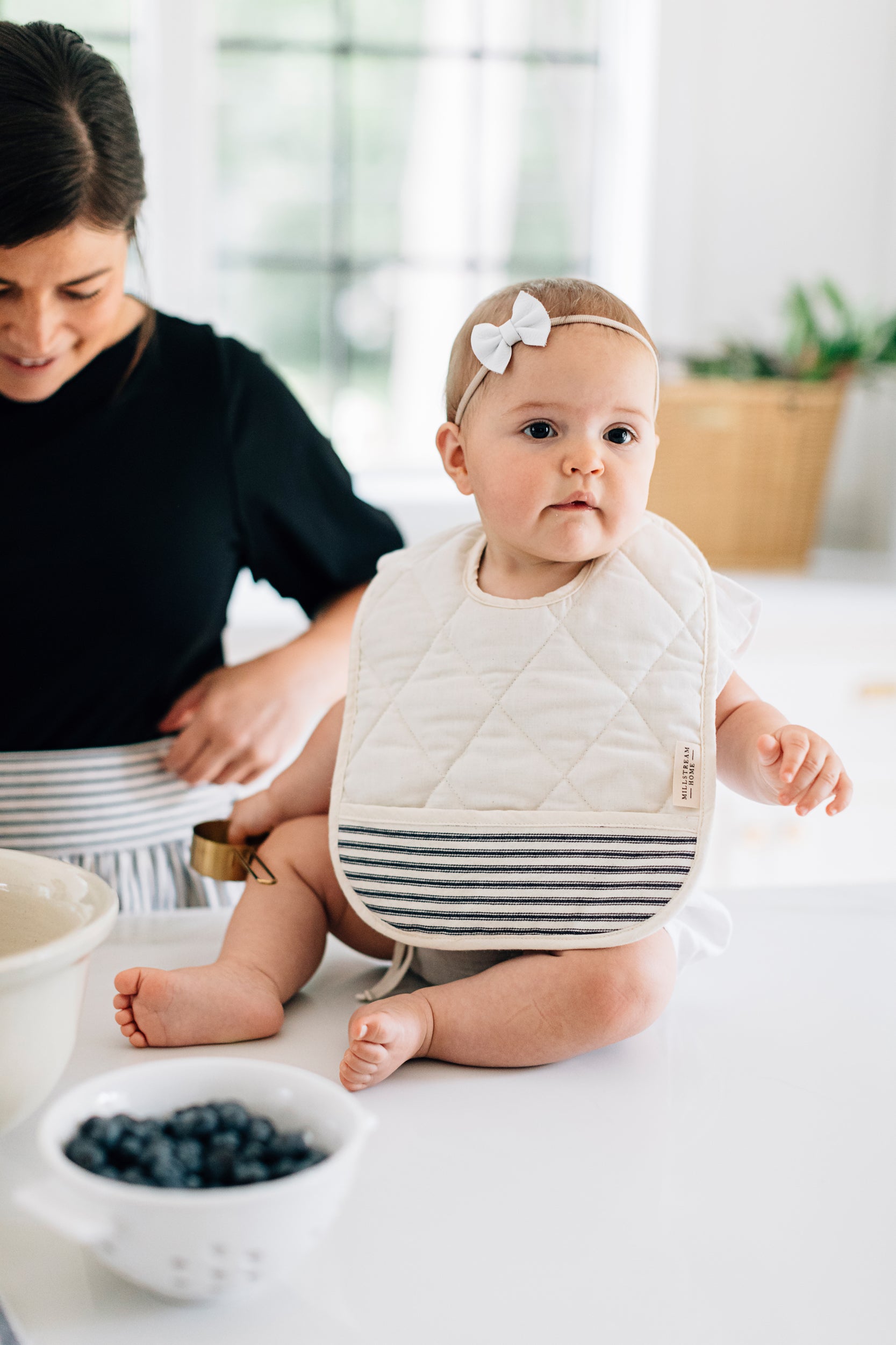 The Reversible Quilted Ticking Bib
