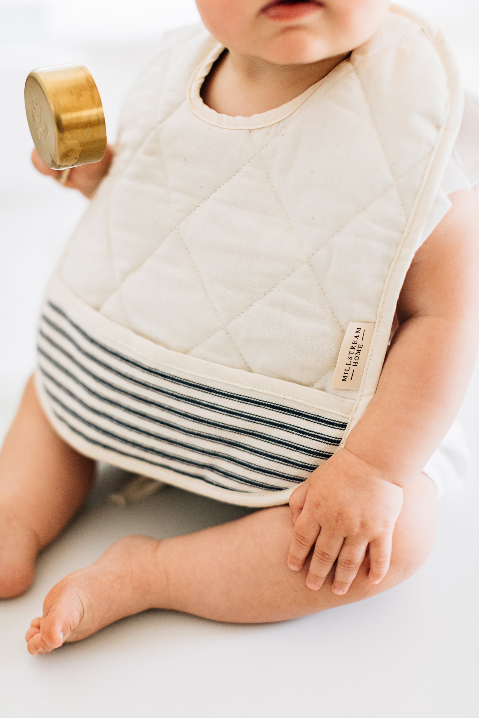 The Reversible Quilted Ticking Bib